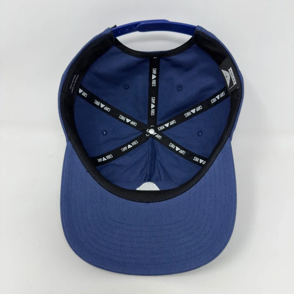 Poler Camp Vibes‎ Navy Blue Snapback Hat Triangle Eye Logo 5 Panel Cap Mens OSFM